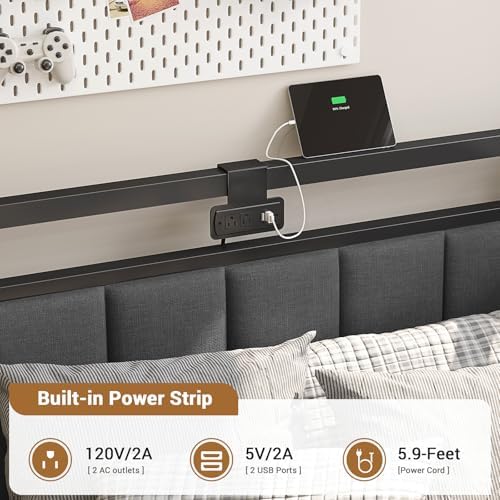 Hasuit Corner Bed Frame with Storage Drawers, Twin Daybed with Line Fabric - Image 6