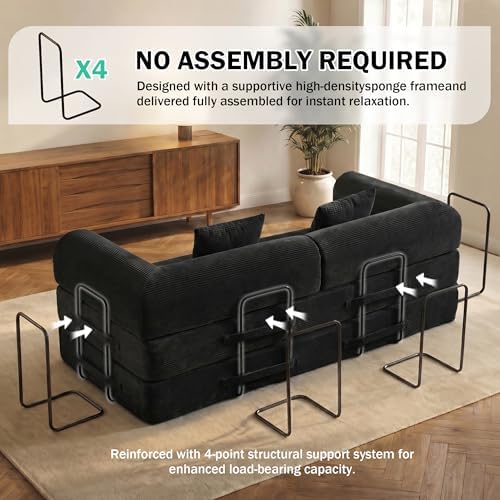79" Convertible Futon Sofa Bed, Boneless Couch - Image 4