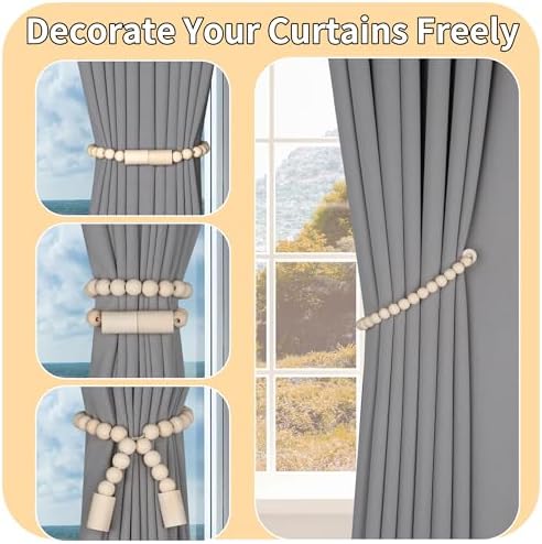 Meplait Magnetic Curtain Tiebacks, 4 Pack Boho Curtain Tie Backs - Image 3