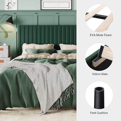 Allewie Full Bed Frame, Velvet Upholstered Platform Bed - Image 5