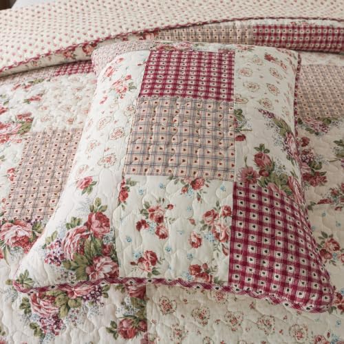 SLPR - Country Roses Red Floral Patchwork Quilt Set, Queen - Image 3