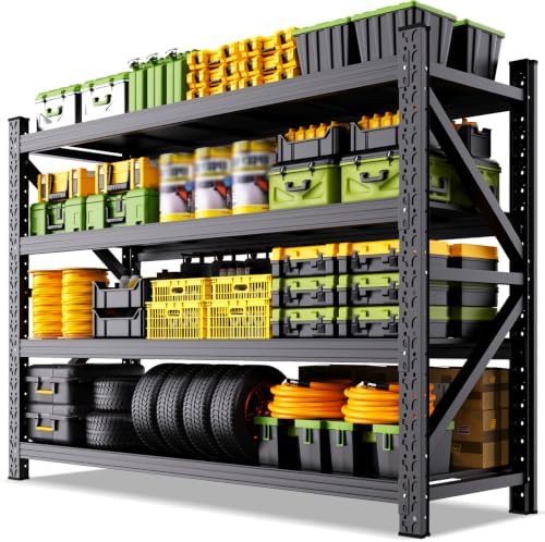 79"W garage shelving 6000LBS Heavy Duty Storage Shelves 4 Tier Metal Shelving by OrganizingStorageAssistant