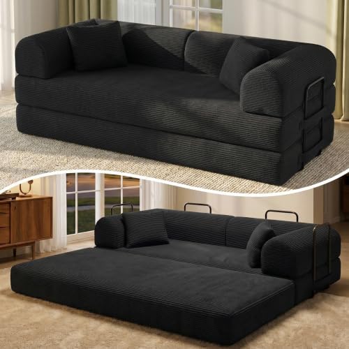 79" Convertible Futon Sofa Bed, Boneless Couch by ZQRhome