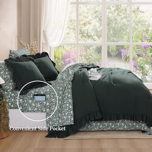 BLOOMHAVEN Oversized Queen Comforter Set-7 Pieces Ruffle Bedding - Image 3