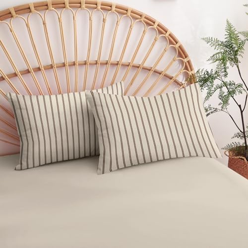 Nayoroom Striped Comforter Set Queen Size Brown Pinstripe Bedding Set - Image 4