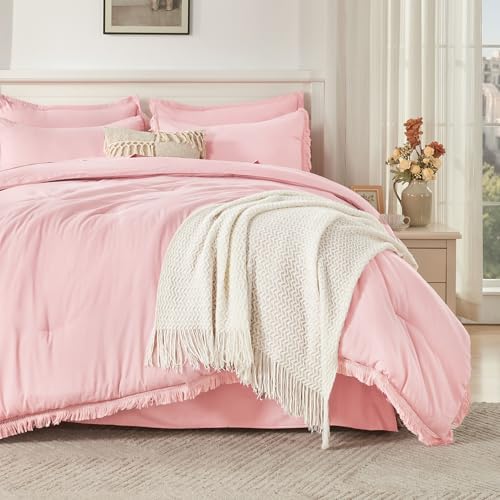 Andency King Comforter Set, 7 Pieces Light Pink Bedding - Image 7