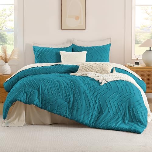 Andency Turquoise Comforter Set Queen Size, 3 Pieces Boho Bed Set - Image 2