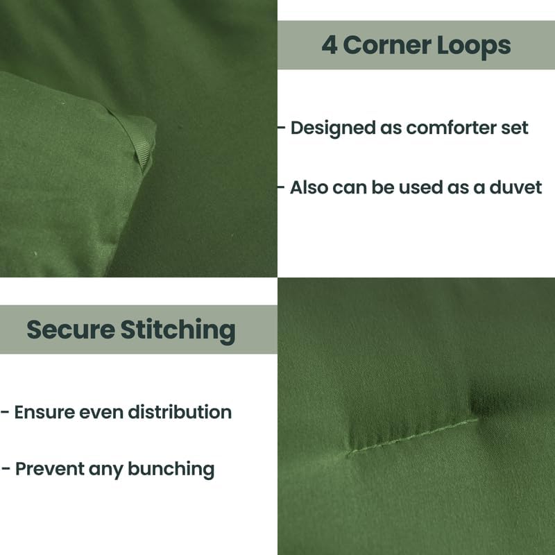 Paxrac Moss Green California King Comforter Set, 3 Pieces Lightweight Cal King - Image 4