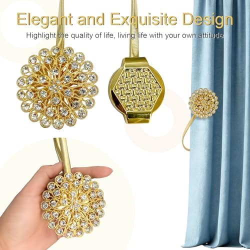 Gold Crystal Flower Curtain Tiebacks - Image 5