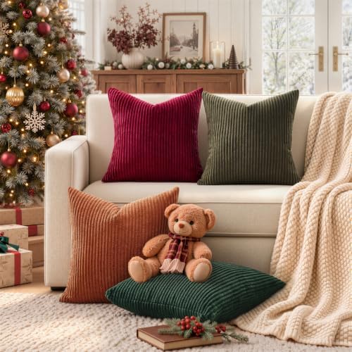 Topfinel Pack of 4 Velvet Pillow Covers 16x16 Couch Decorative Throw Pillows - Image 3