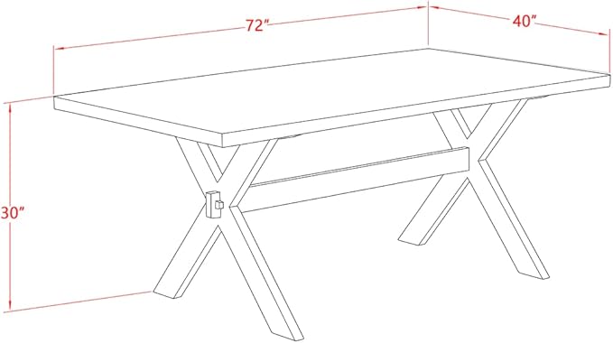 East West Furniture X027MZ015-5 5 Piece Kitchen Table & Chairs Set Includes a Rectangle Dining Table with X-Legs and 4 Baby Blue Linen Fabric Parson Chairs, 40x72 Inch, Multi-Color