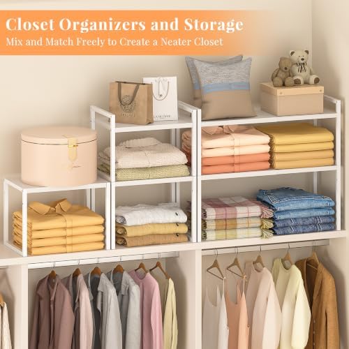 ThreeHio 2 Pack Stackable Closet Organizers and Storage Shelves, Expandable - Image 5
