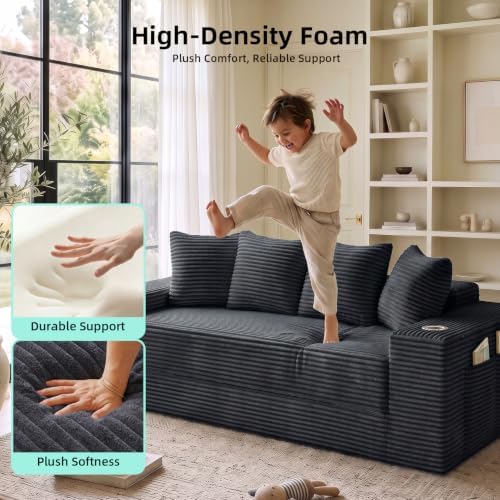 77" Convertible Futon Sofa Bed, Boneless Couch - Image 5