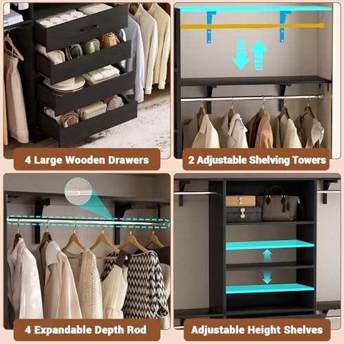 Aheaplus Closet System, 8FT Wood Closet Organizer System - Image 2