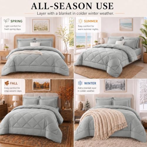 CozyLux Twin XL Comforter Set 68"x88" Light Grey - Image 7