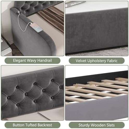 Twin Size Daybed with Trundle Bed, Upholstered Daybed - Image 6