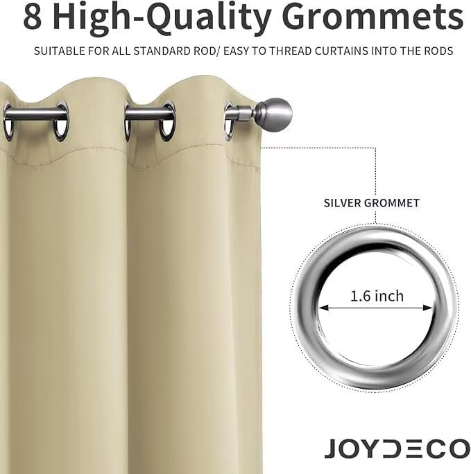 Joydeco Blackout Curtains for Bedroom 90 inch Long 2 Panels, Thermal Insulated - Image 8