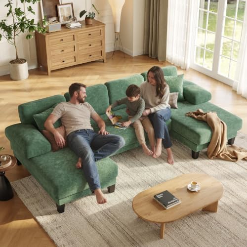 112'' U Shaped Sectional Couch, Sleeper Sofa - Image 3