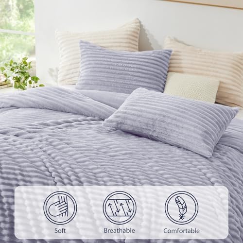 EXQ Home Fluffy Comforter Set King Size, 3 Pieces Bed Set - Image 5