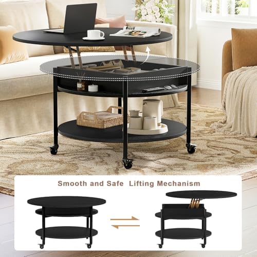 FABATO Small Round Lift Top Coffee Table - Image 4