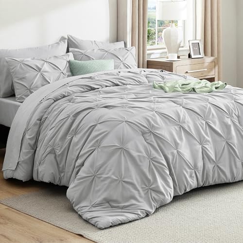 Bedsure Twin XL Comforter Set & Sheet Set, 5-Piece Light Grey Bed in a Bag by BEDSURE