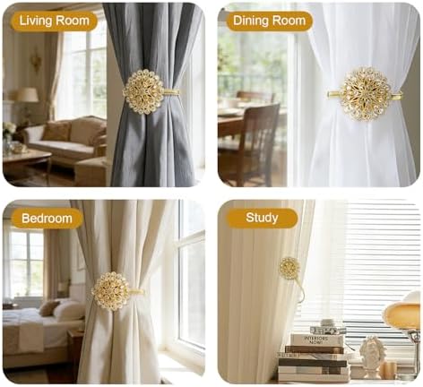 Gold Crystal Flower Curtain Tiebacks - Image 6