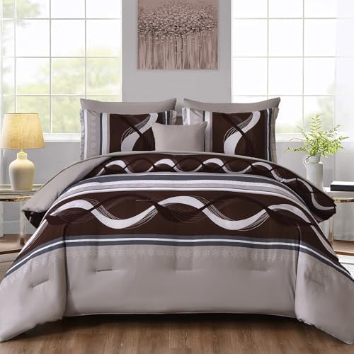 Anibedding Striped Comforter Set King Size, 8 Pieces Bed in a Bag by Anibedding