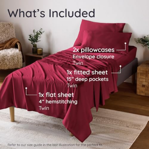 Bambaw Twin Sheets Set – 4-Piece Set of 100% Viscose Derived from Bamboo Sheets - Image 2