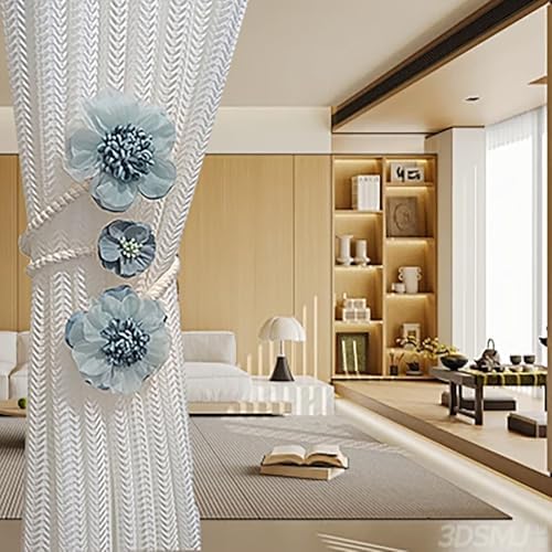 Curtain Tiebacks 2 Packs, Artificial Flower Curtain Holdbacks Clips, Flexible - Image 4