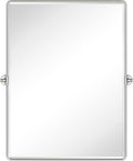 TEHOME 30x40'' Brushed Nickel Pivot Bathroom Mirror Tilt Vanity Mirror 40x30'' Brushed Silver Metal Framed Rectangular Tilting Beveled Vanity Mirrors for Wall, Vertical