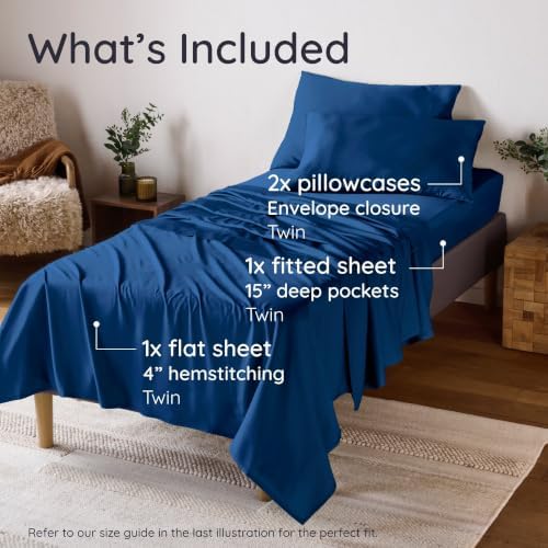 Bambaw Twin Sheets Set – 4-Piece 100% Viscose Derived from Bamboo Sheet Set - Image 2