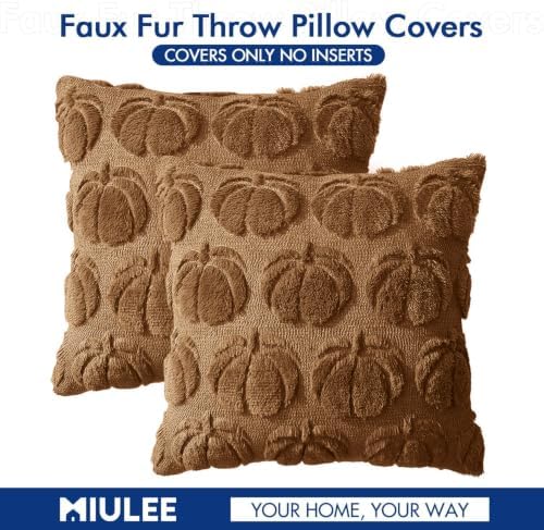 MIULEE Fall Pillow Covers Pumpkin Fall Decor 18x18 Brown - Image 7