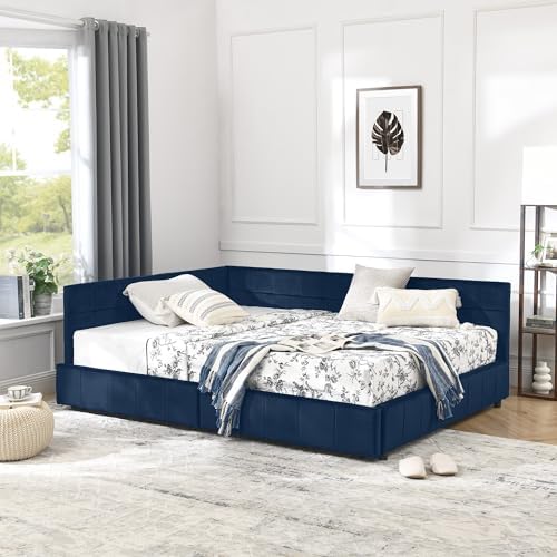 RuiSiSi Full Size Daybed with Storage Drawers, Upholstered Corner Bed with L - Image 3