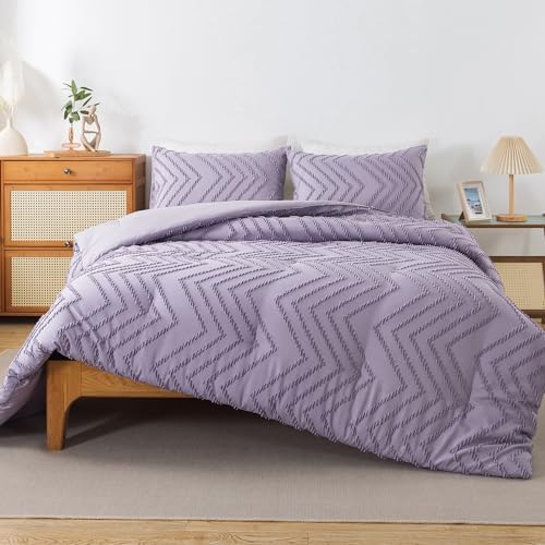 Andency Purple Comforter Set Queen Size, 3 Pieces Boho Bed Set - Image 2