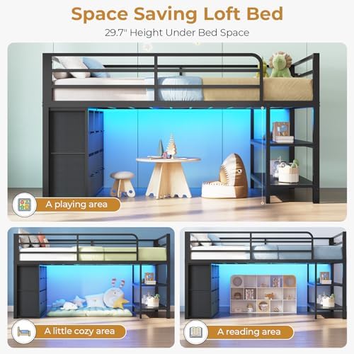 ADORNEVE Low Loft Bed Twin Size - Image 7