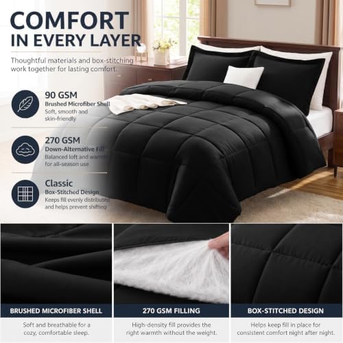 CozyLux Super King Plus Comforter Set, 3-Piece Box-Stitched - Image 3