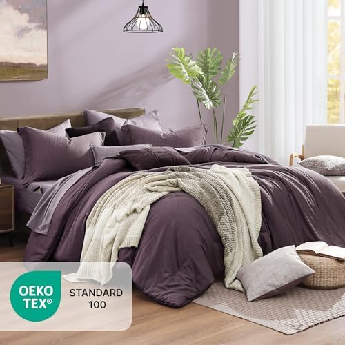Monbix Queen Size Comforter Set 7 Pieces Italian Plum Bed in a Bag - Image 5