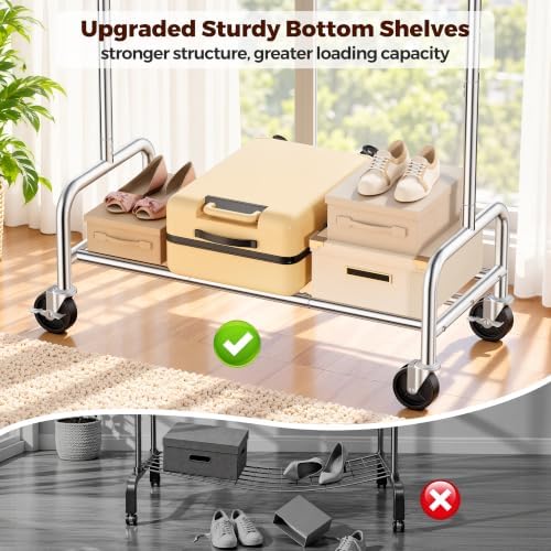 Clothes Rack Heavy Duty, 550 LBS Rolling Clothing Rack - Image 5