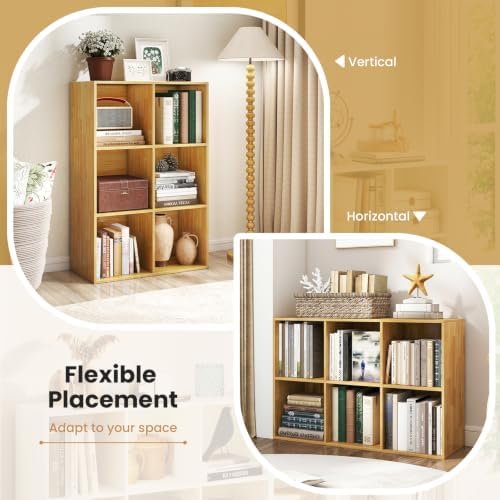 GIANTEX 6-Cube Bookcase, 3-Tier Cubby Bookshelf - Image 5