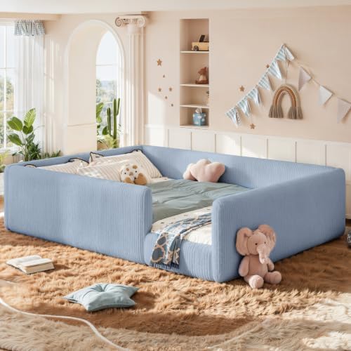 Full Size Corduroy Upholstered Floor Bed - Image 4