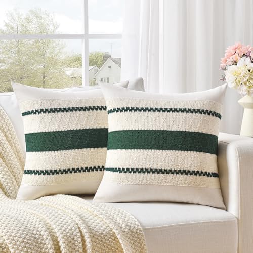 Fancy Homi Set of 1 Dark Green Boho Euro Decorative Throw Pillow Covers 26x26 - Image 2
