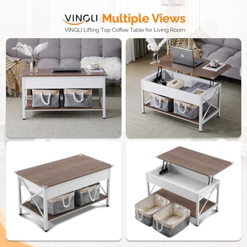 VINGLI 36" Small Lift Top Coffee Table - Image 5