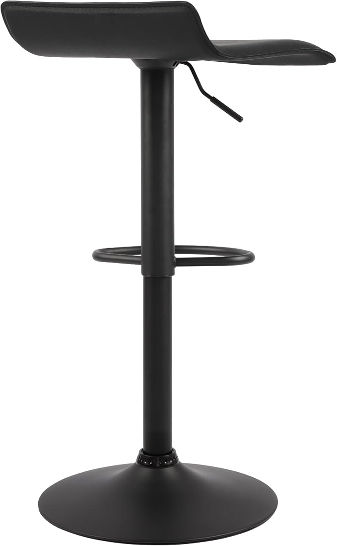 NOBPEINT Contemporary Chrome Air Lift Adjustable Swivel Bar Stool with Black Base, Set of 2, Black