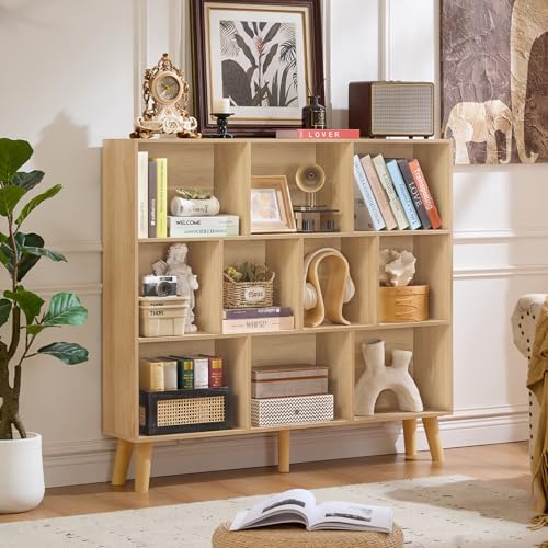 LEYAOYAO 10 Cube Bookshelf, Mid-Century Modern Bookcase - Image 6
