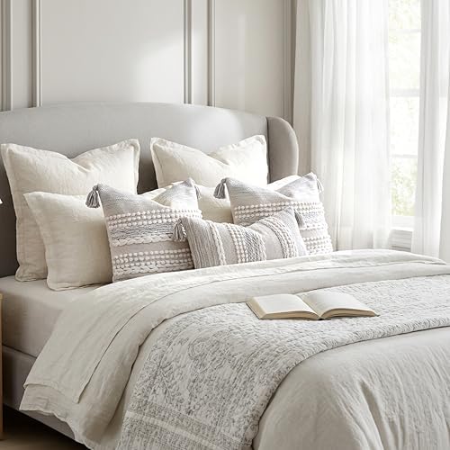 BlissBlush Gray Decorative Lumbar Pillow Cover 14x24, Boho Accent Throw Pillow - Image 5