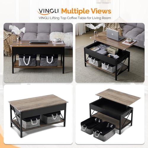 VINGLI 36" Small Lift Top Coffee Table - Image 6