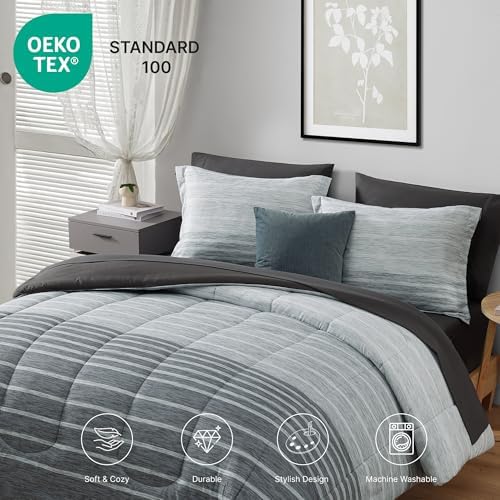 Monbix King Size Comforter Set, 7 Pieces Soft Bed in a Bag King Bedding Set - Image 4