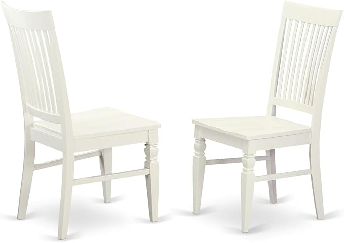East West Furniture SUWE3-LWH-W 3 Piece Modern Dining Table Set Contains a Round Wooden Table with Dropleaf & Shelves and 2 Dining Room Chairs, 42x42 Inch, Linen White