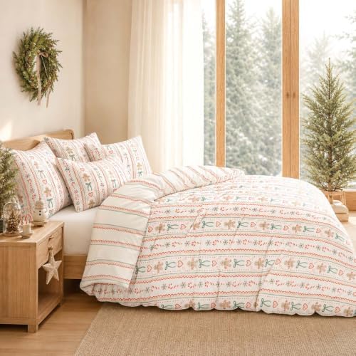 Nayoroom Christmas Comforter Set Queen Gingerbread Bow Holiday Bedding - Image 3
