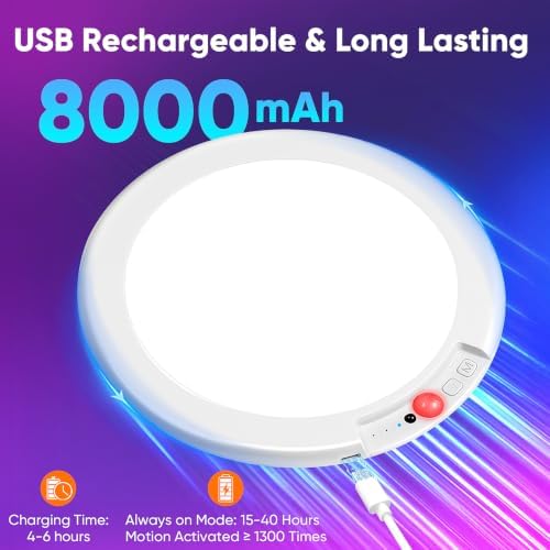 Rechargeable Motion Sensor Ceiling Light, Battery Closet Light 12 RGB Color - Image 6